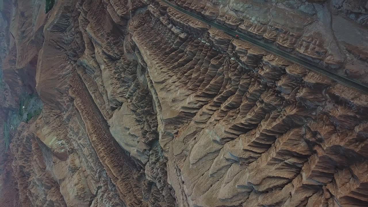 Verical Aerial View of Empty Road in Atacama Desert, Chile