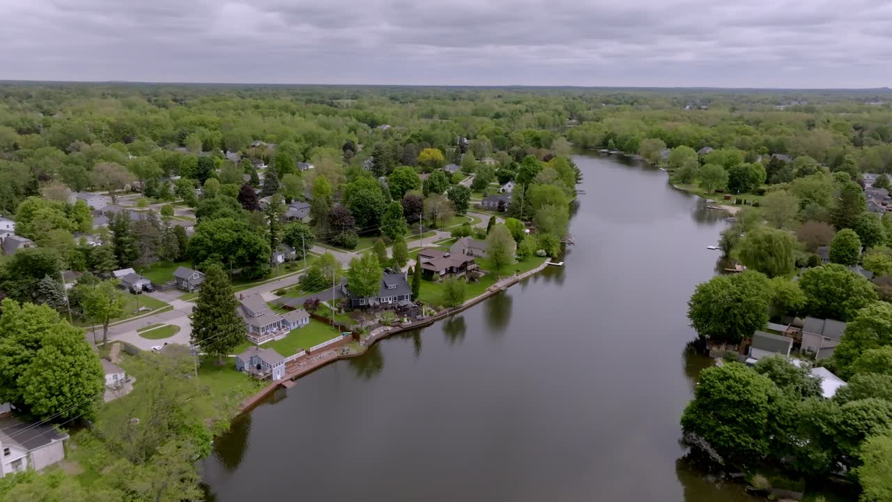 Linden Michigan Aerial Drone straight over water