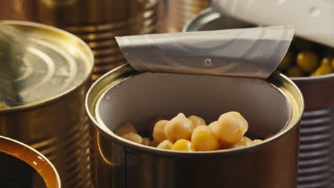 canned chickpeas and peas