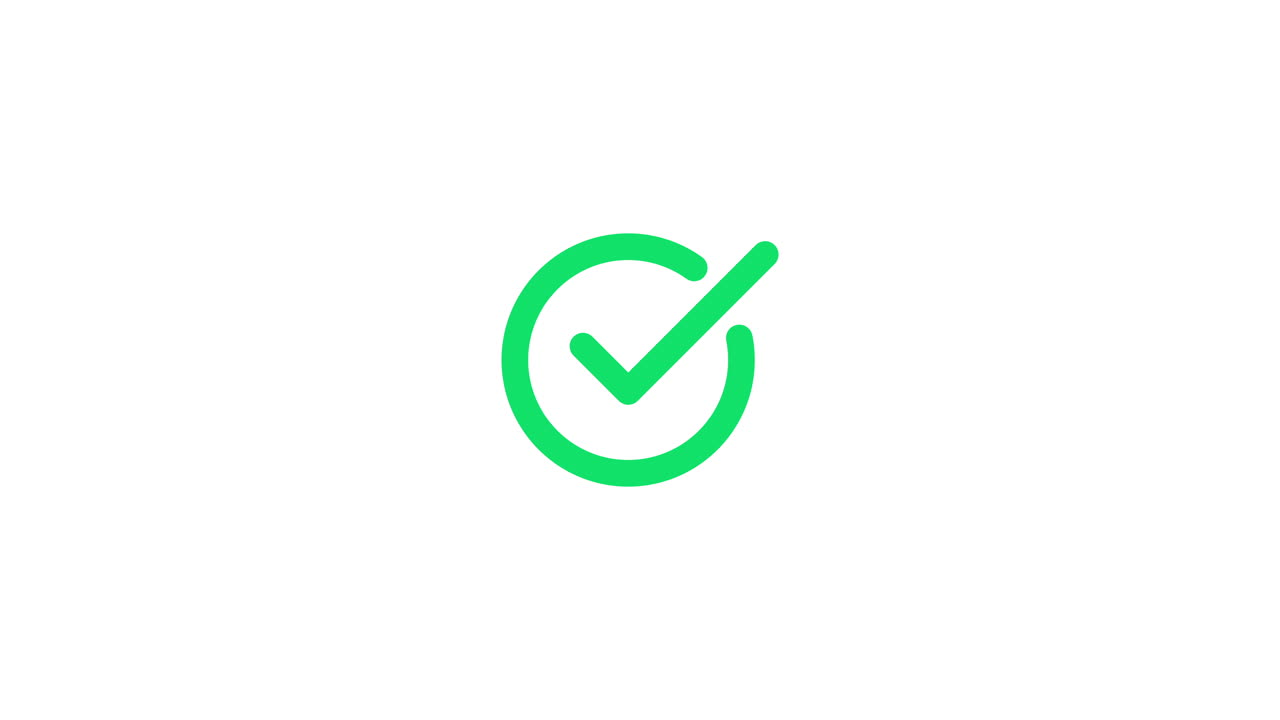 Animated Green Checkmark Icon Appearing on White Background