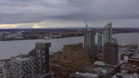 drone shot pulling away from buildings in liverpool city centre 01