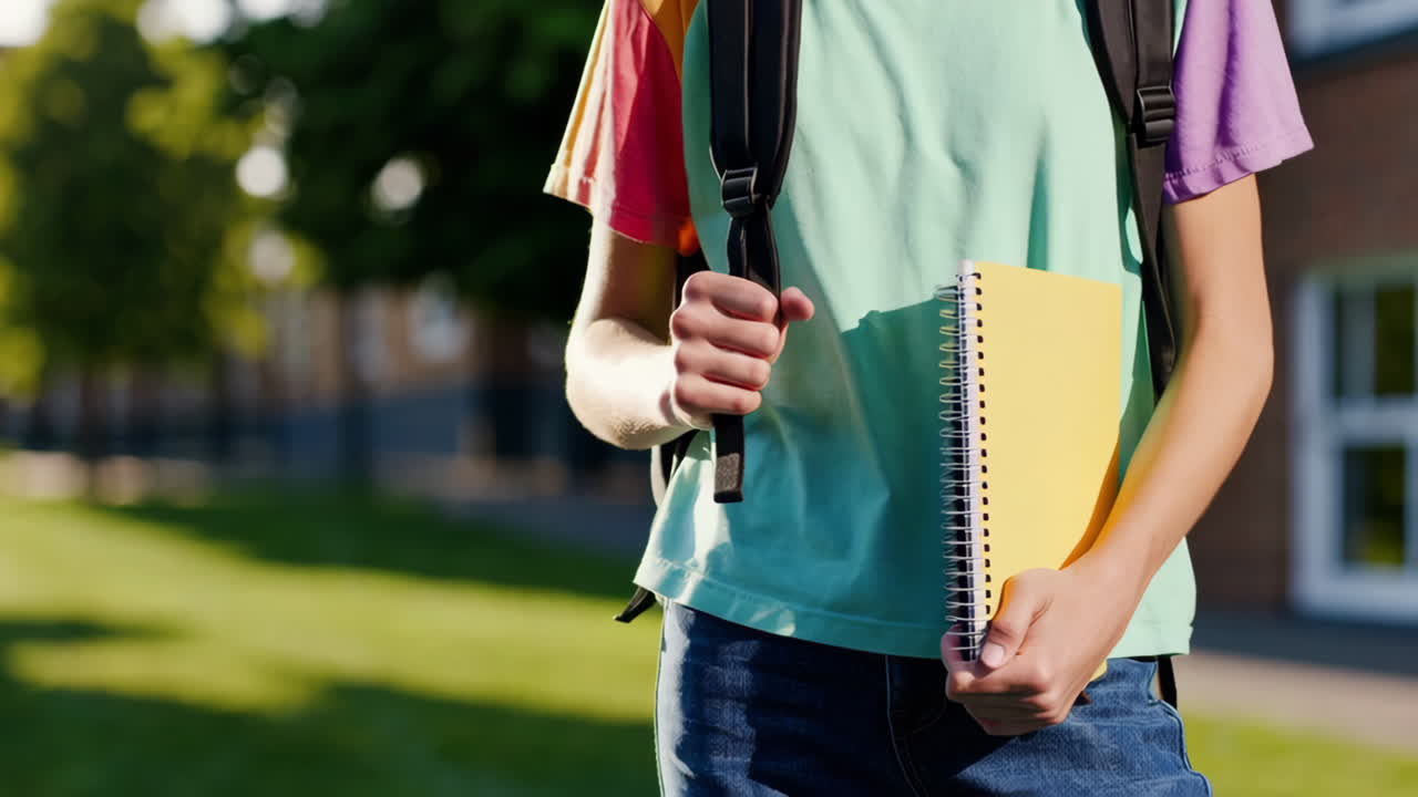 Student Carrying Books and Backpack