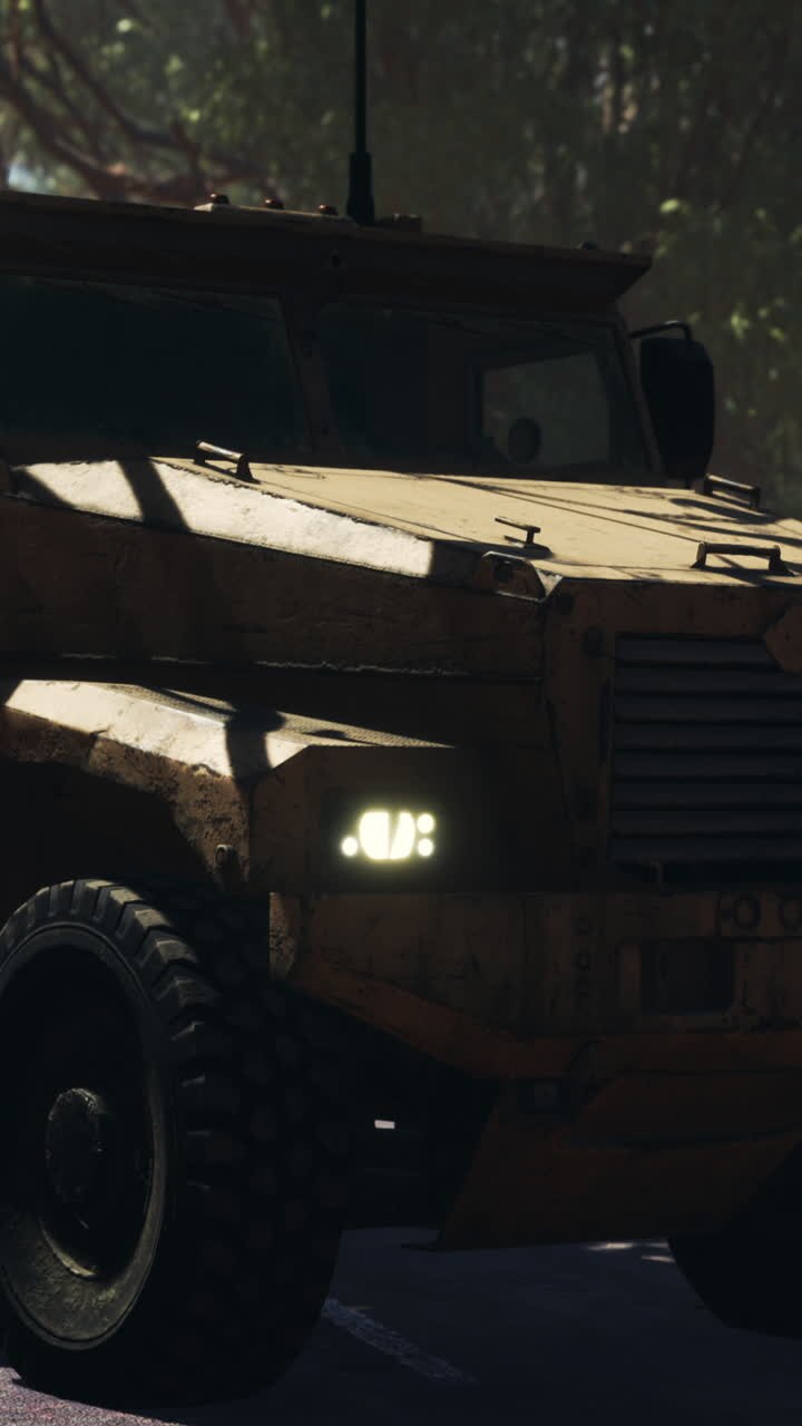 Primo piano di un veicolo militare
