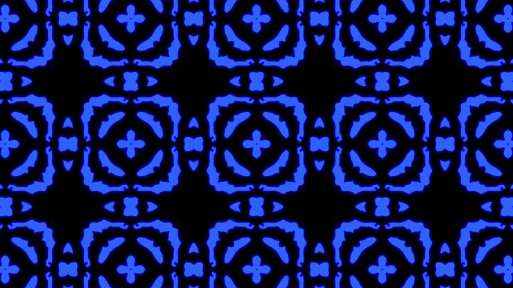 Abstract blue geometric seamless pattern background. Abstract Stripes Kaleidoscope Loop. Fast Psychedelic Colorful Kaleidoscope VJ background. Disco Abstract Motion Background. Kaleidoscope effect