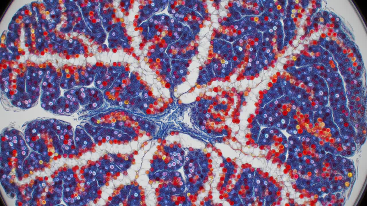 Microscopic Analysis of Cellular Structures Showcasing Transitional Changes in Color and Form Across Two Frames in an Experimental Observation