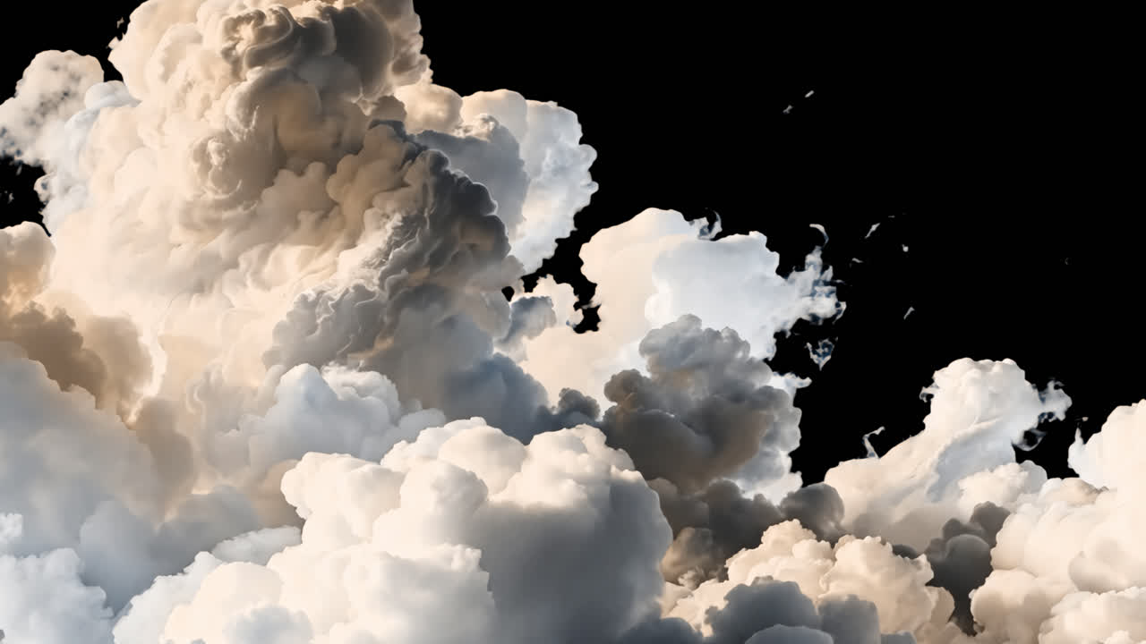 White cloud animated overlay, transparent 4K video, alpha channel, ProRes 4444