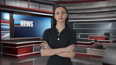 portrait of indian female news journalist