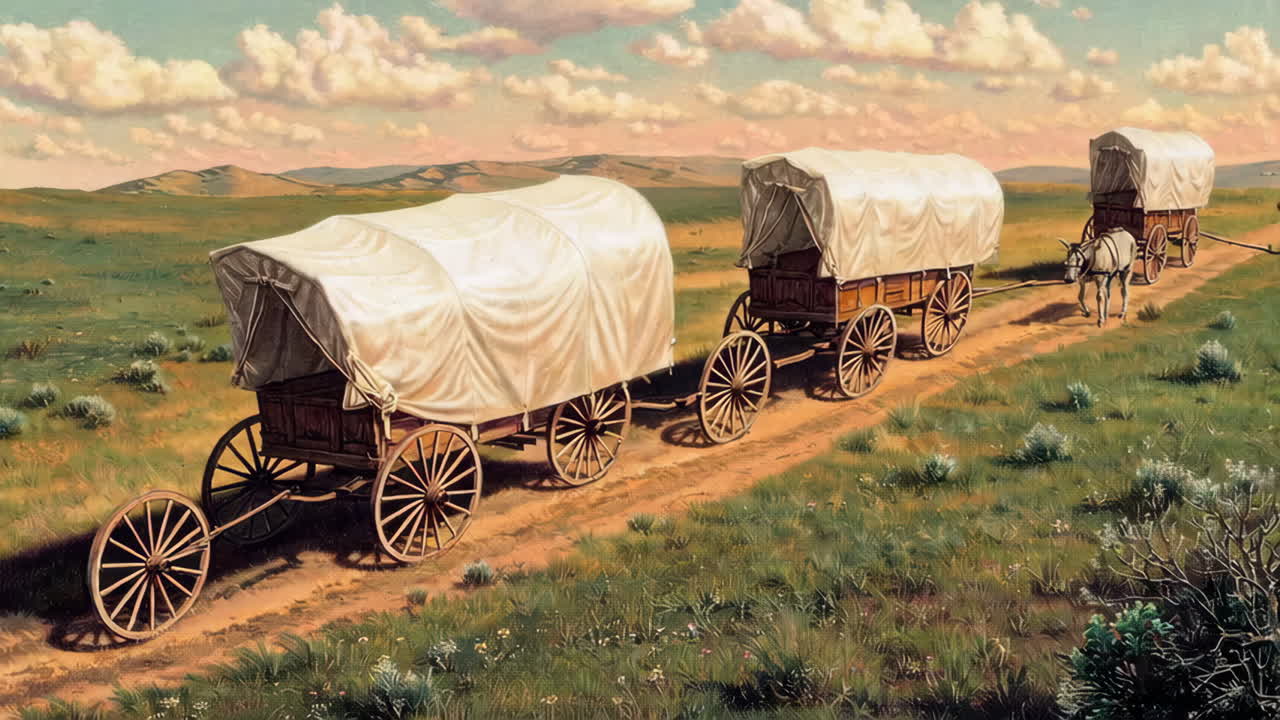 Pioneer Wagon Train in the American West