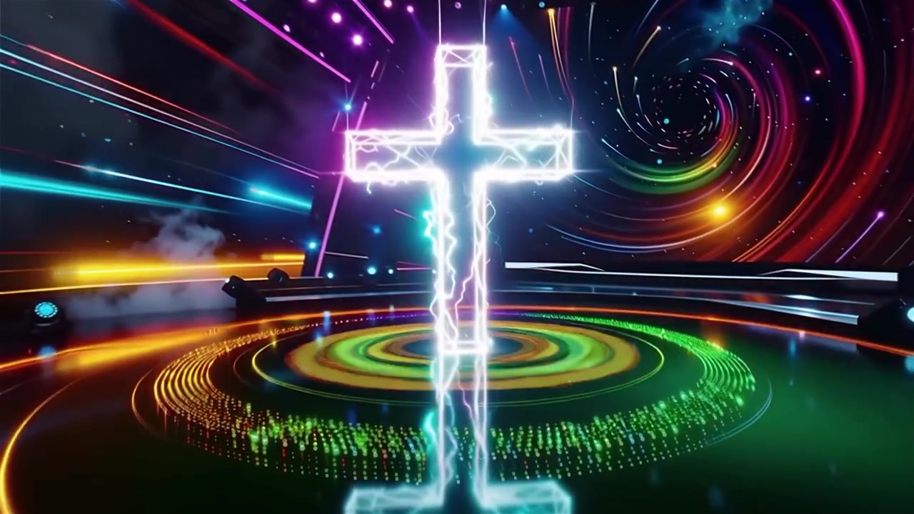 Croce Cristiana Luce Celestiale Sfondo per il Culto.