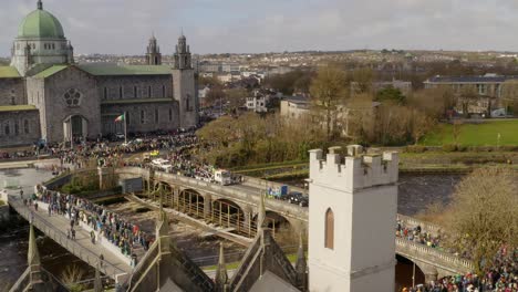stunning aerial perspective of st patrick's parade beside the galway cathedral