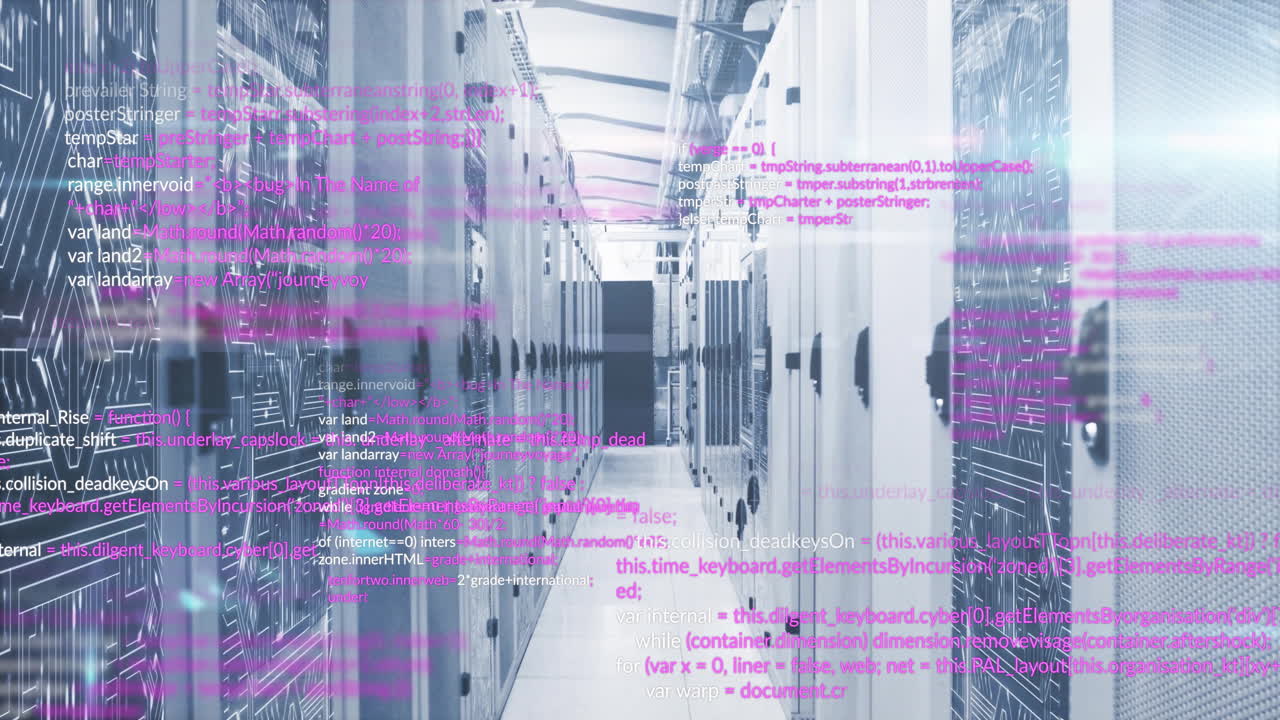 Animation of data processing over server room