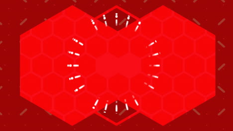 animation of white and red shapes on red background