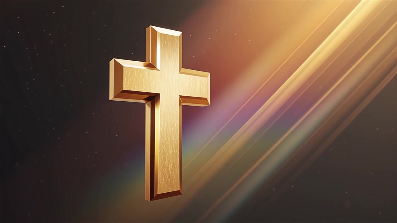 Croce Cristiana Luce Celestiale Sfondo per il Culto.