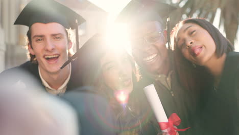 Happy-friends,-selfie-and-graduation