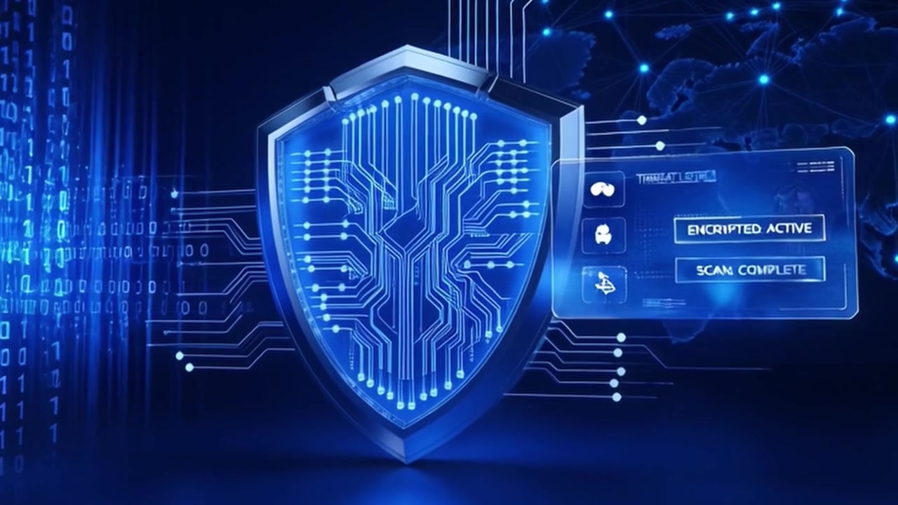 Digital Cybersecurity Shield Protecting Global Network Data