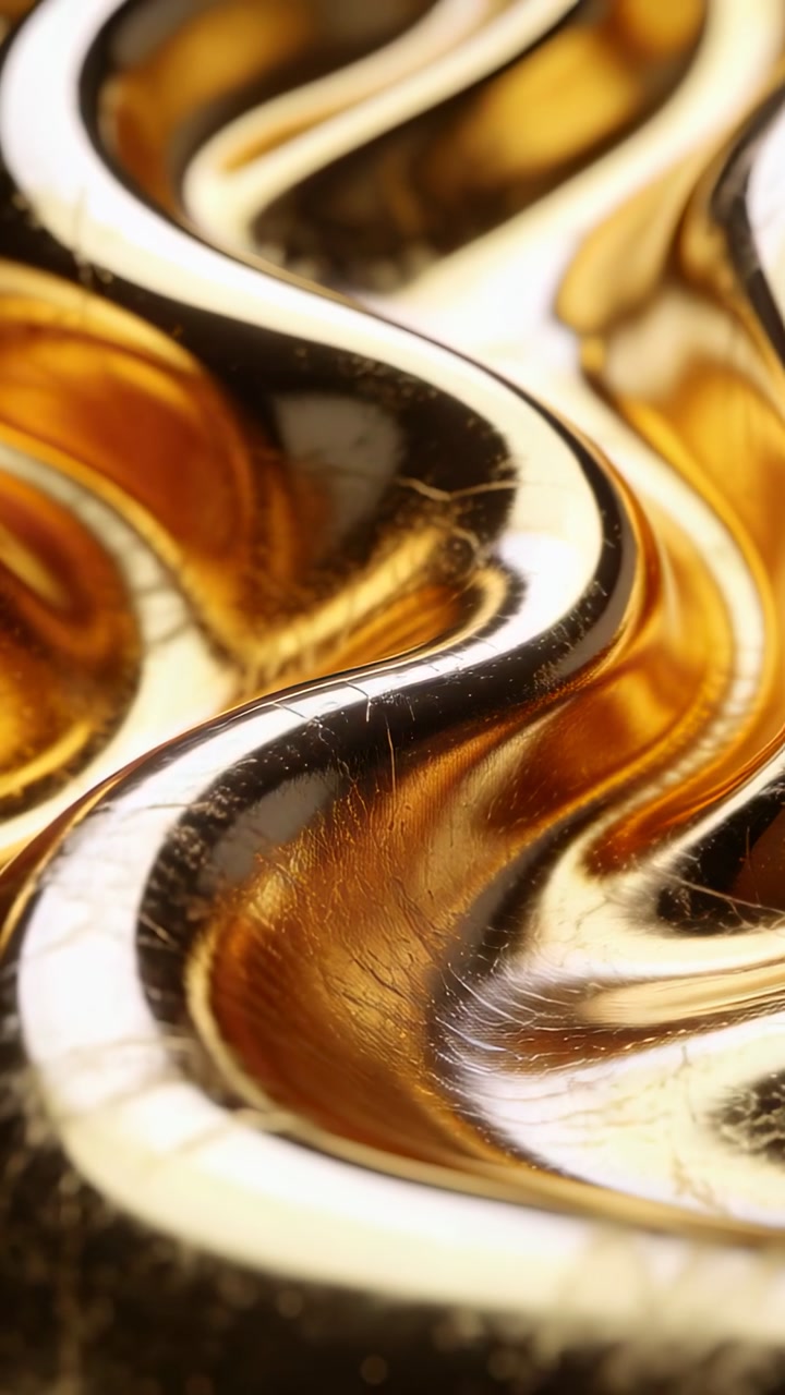 Vertical video: Macro camera shifting focus across gold ridges for quality check, showing scratches