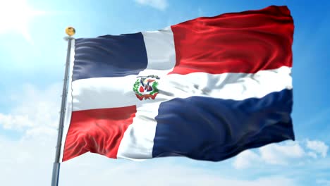 dominican republic flag seamless looping 3d rendering video. beautiful textile cloth fabric loop waving