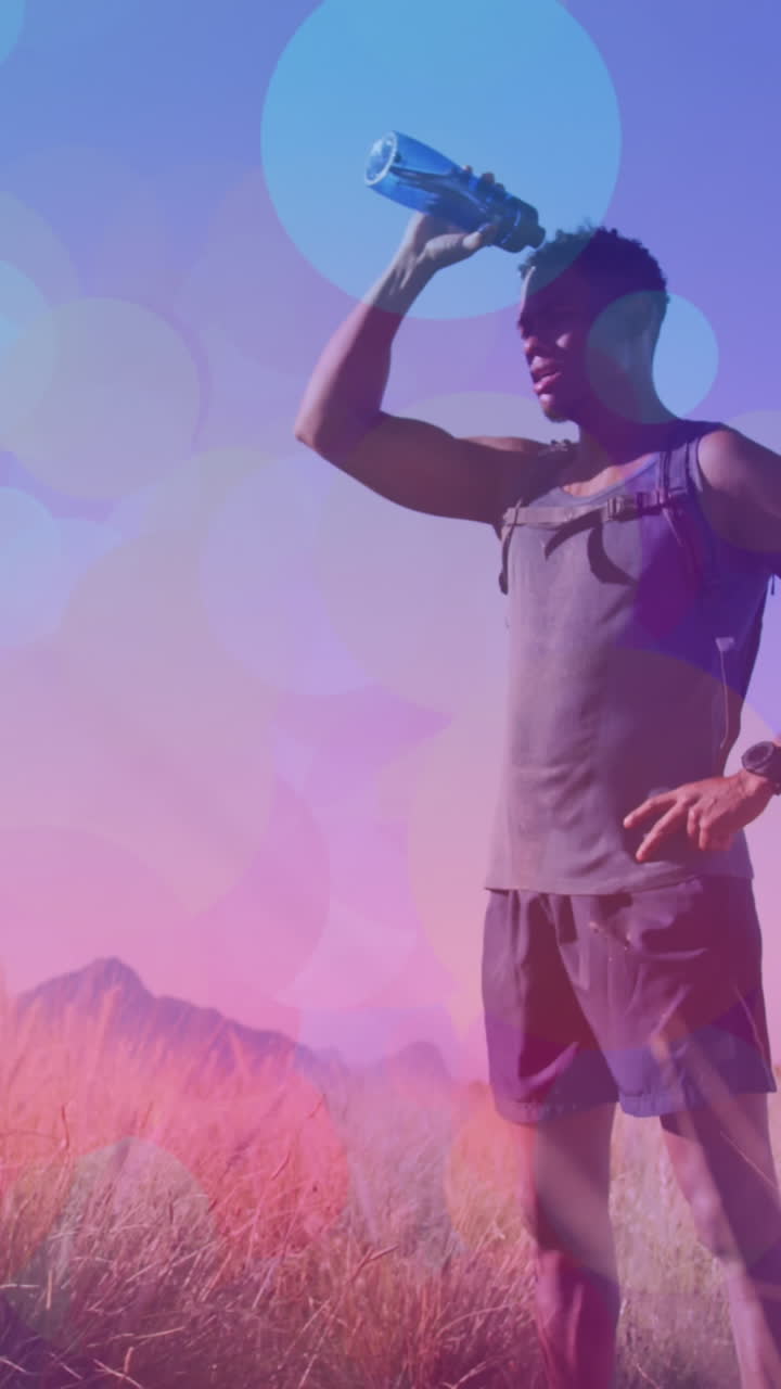 animación de manchas coloridas sobre hombre afroamericano