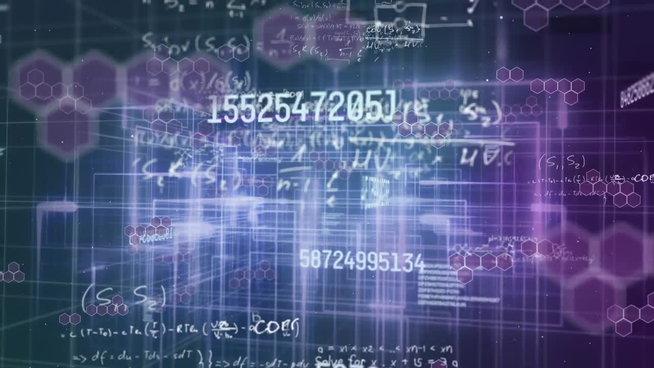 Animation of increasing numbers over chemical formulas and molecules in background
