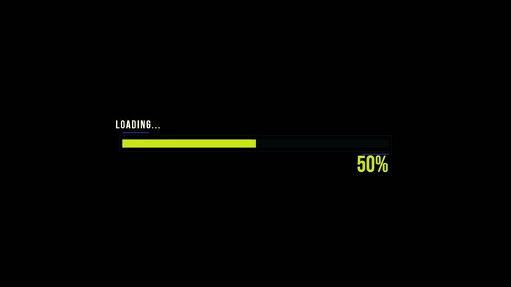 Digital Loading Progress Bar Filling Up on Black Background