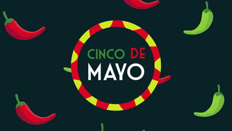 cinco de mayo lettering celebration with chilis peppers