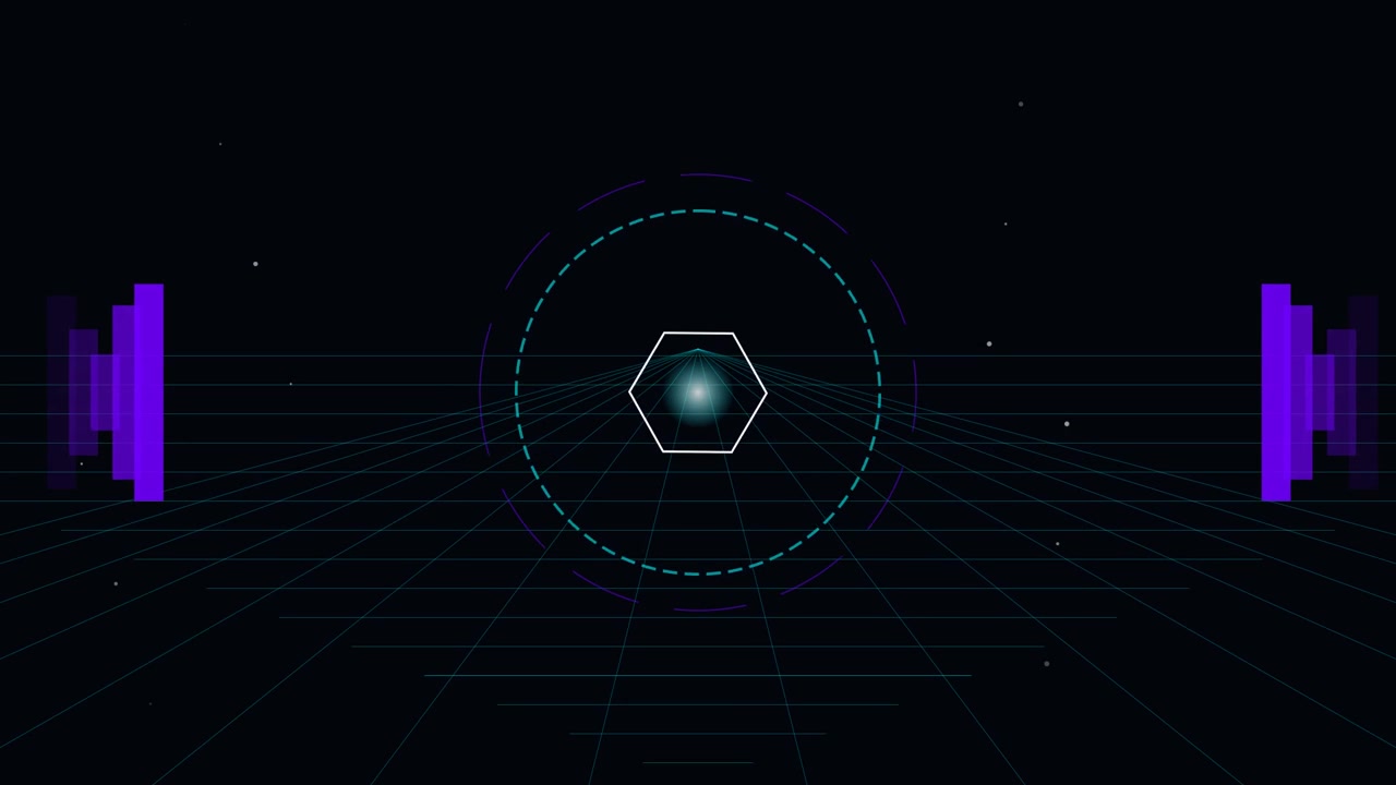 Abstract Digital Hexagon Animation with Pulsing Audio Visualizer