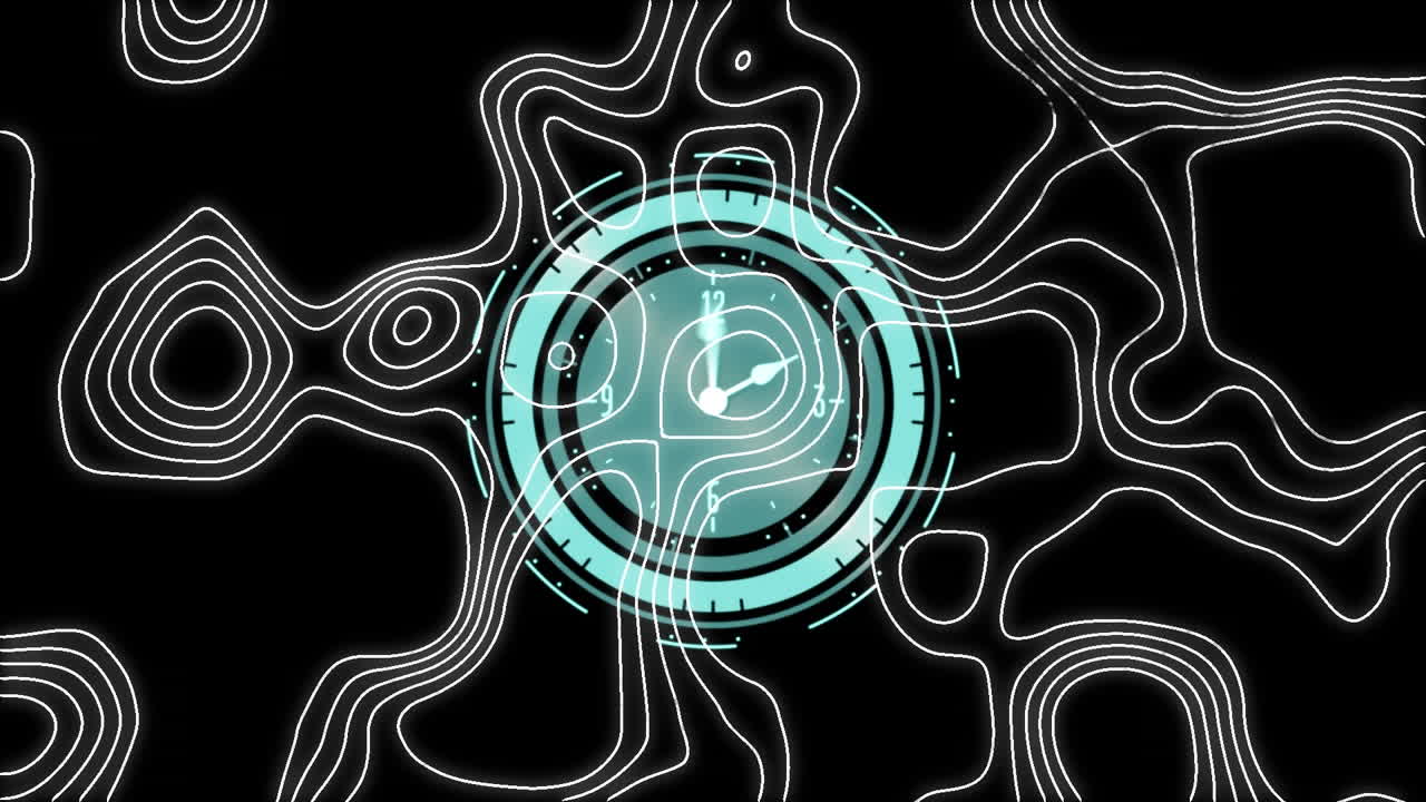 la animación digital muestra iconos de red en un túnel azul neón, destacando la comunicación tecnológica.