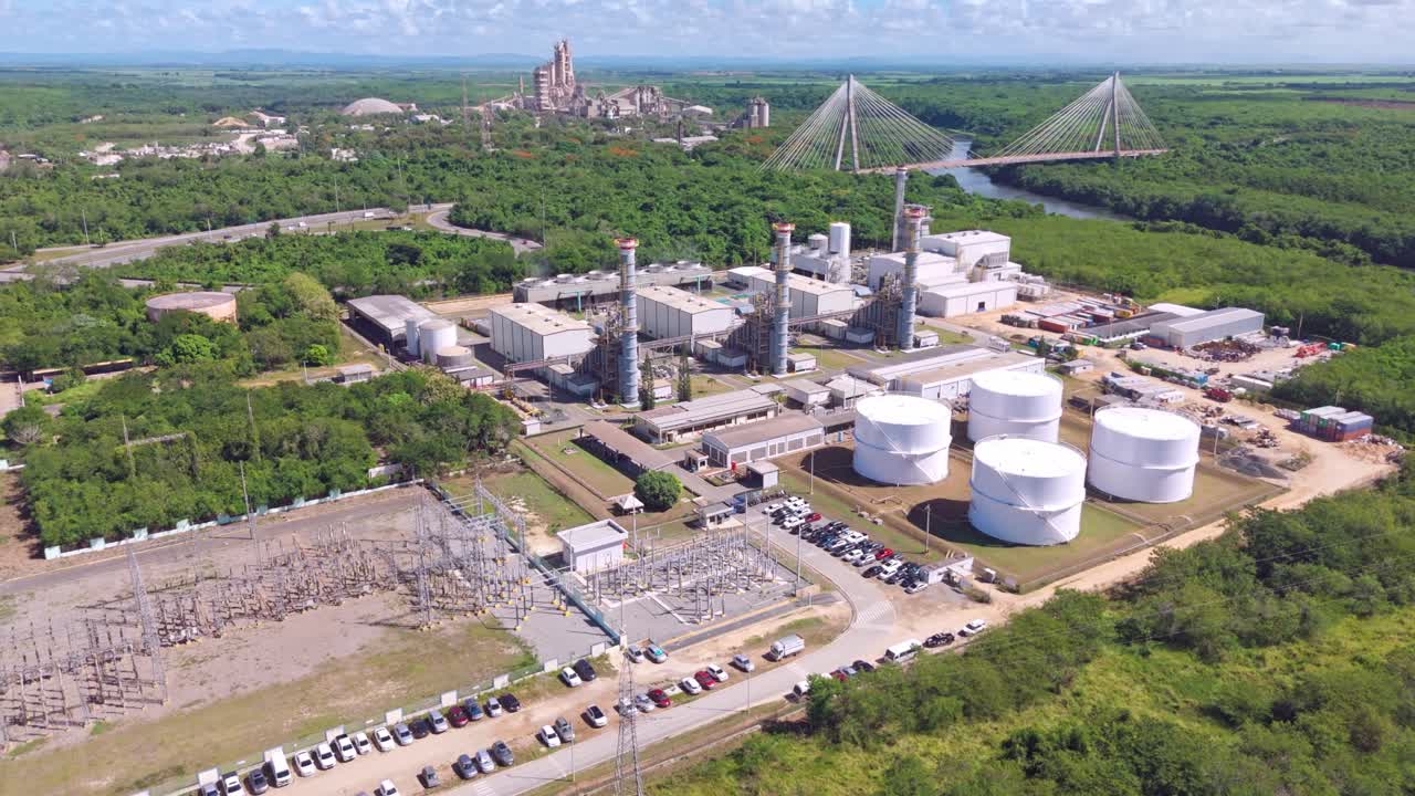 Panoramic Aerial View Of The Energas IV Combined-cycle Power Plant In San Pedro de Macorís, Dominican Republic