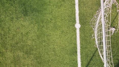 vista aérea de la red de fútbol desde un dron