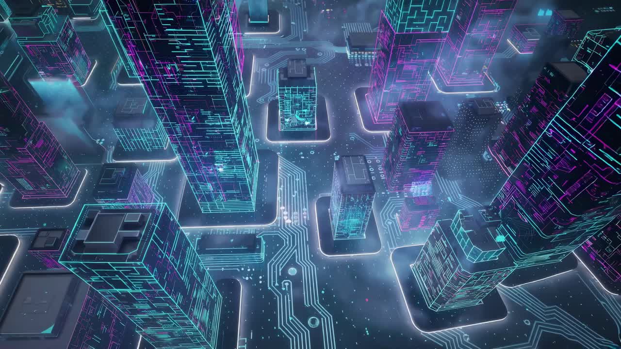 el paisaje urbano cyberpunk futurista