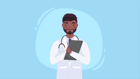 animación de personajes de médicos afro masculinos
