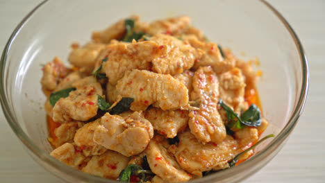 stir fried chicken with chili paste or chilli paste - asian food style