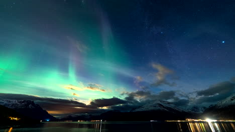 timelapse of nasa research rockets launched from andoya space with aurora in sky