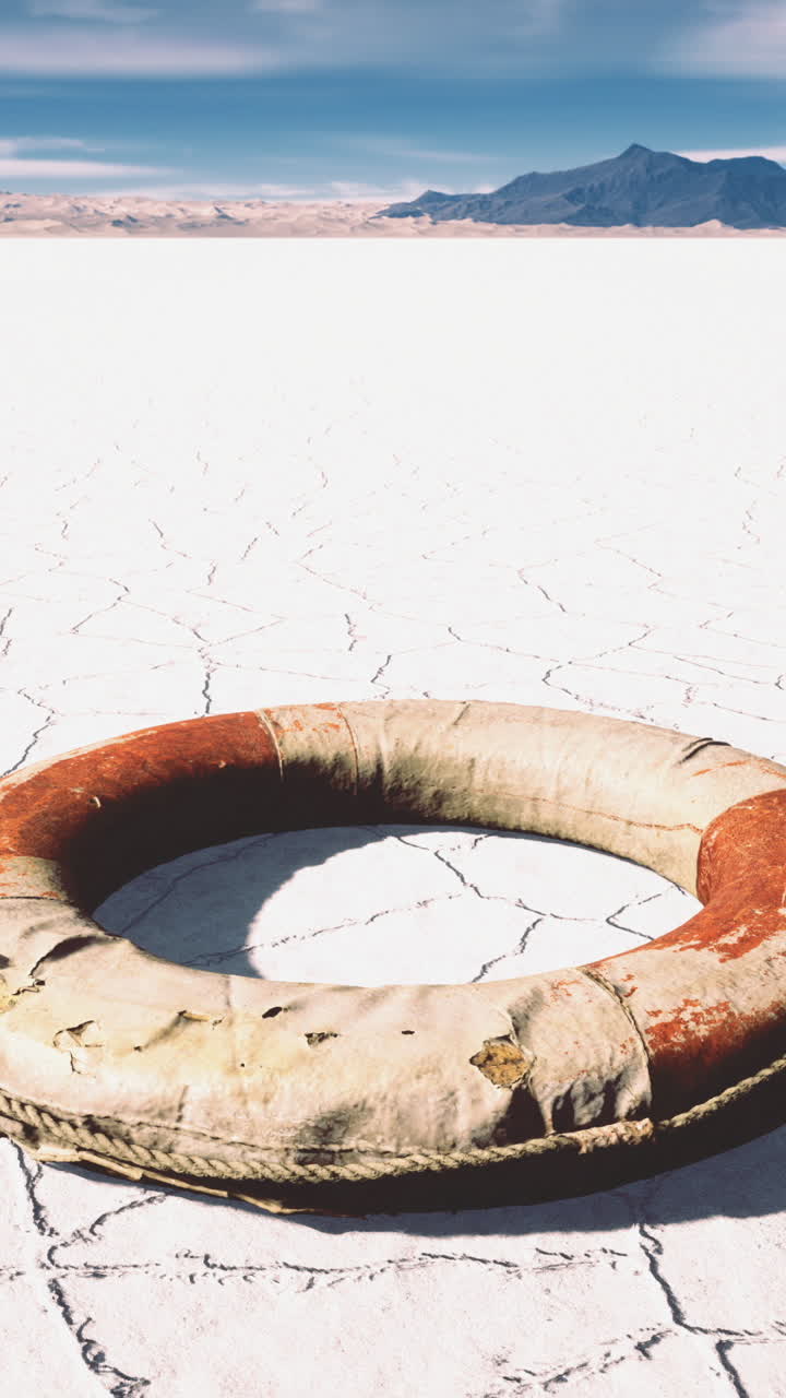 Cast lifebuoy displays weathered texture and nostalgic climate symbolism