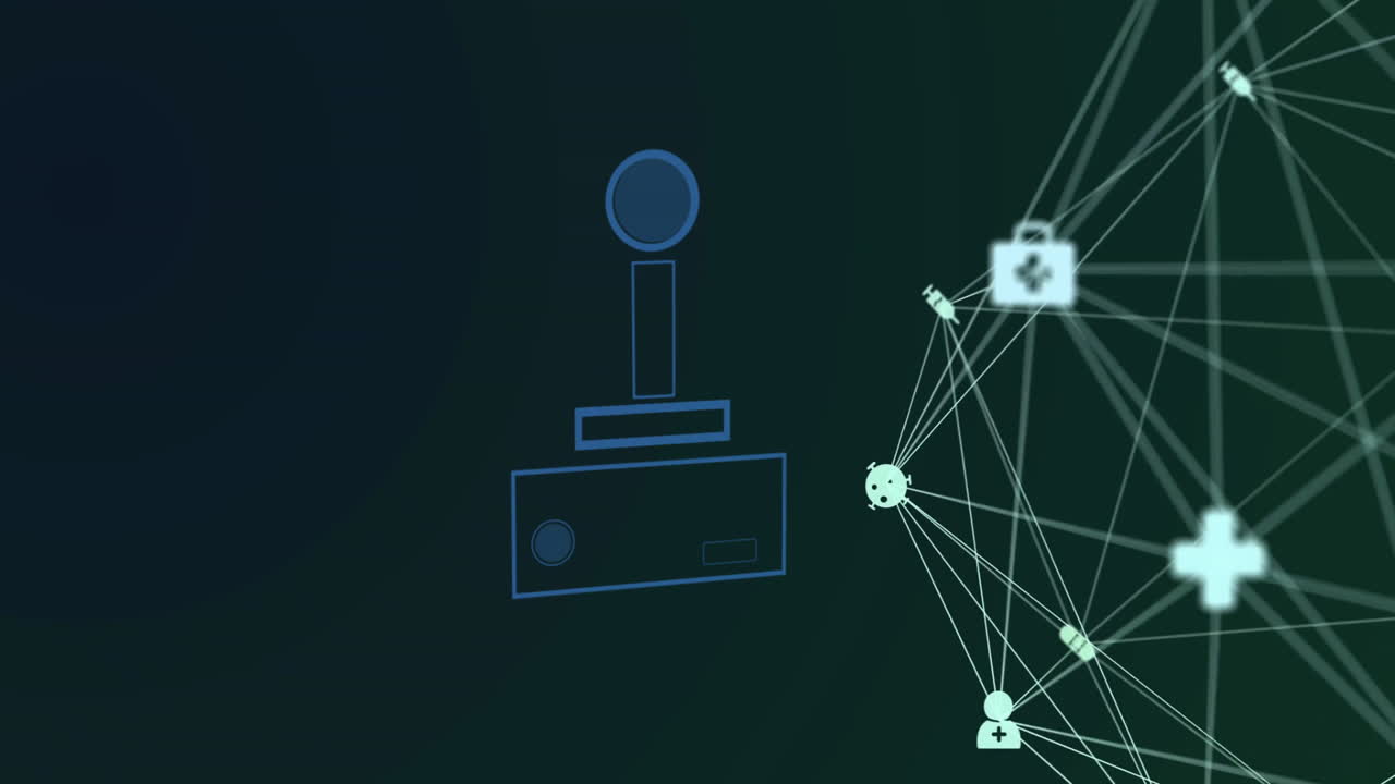 Animating joystick with network connections on dark green background