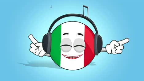 cartoon icon flag italy music with face animation with alpha matte