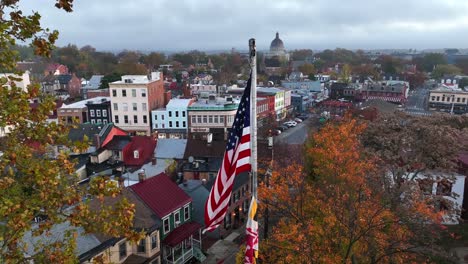 patriotic annapolis maryland on rainy autumn morning