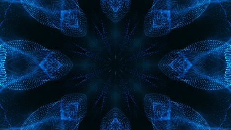 blue flower with black background and blue background. kaleidoscope vj loop