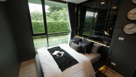 black marbled luxury and relaxing bedroom decoration idea with double bed