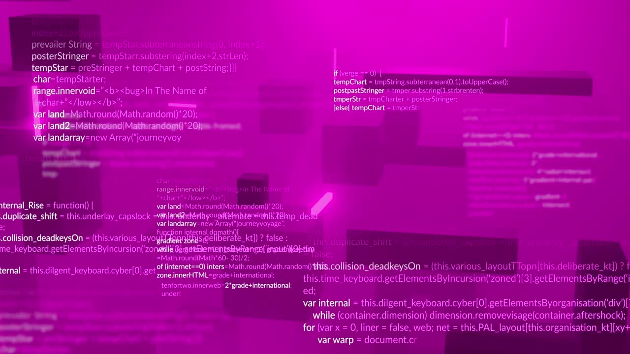 animación del procesamiento de datos sobre un fondo rosa