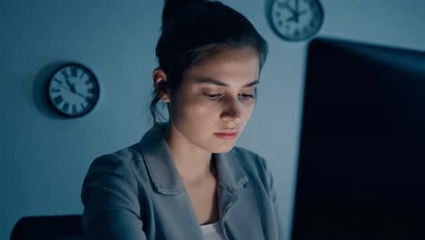 woman working at her computer late at night