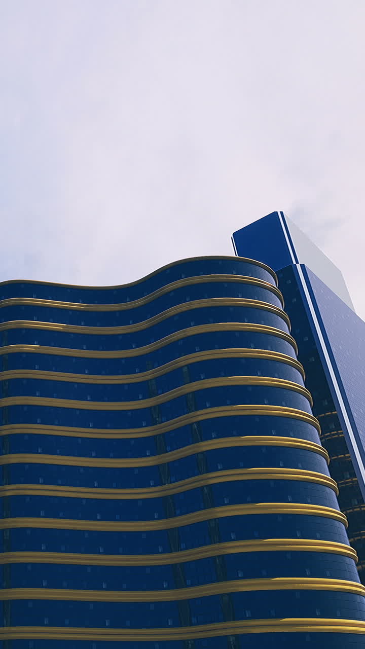 Edifício moderno com design ondulado em uma área urbana durante o dia.