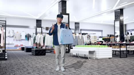 man shopping in a modern clothing store