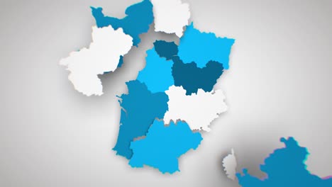 motion graphics animated map of france forming - white