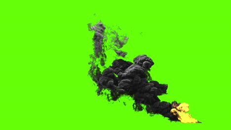 fire and smoke explosion vfx element on green screen