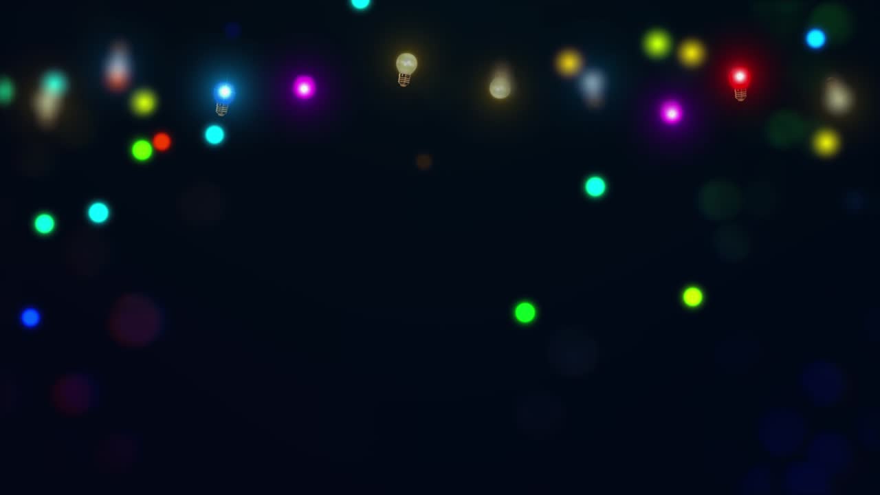Christmas string lights new year blinking twinkling background animation footage colorful lamps