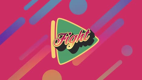 animation of fight text and lines on pink background