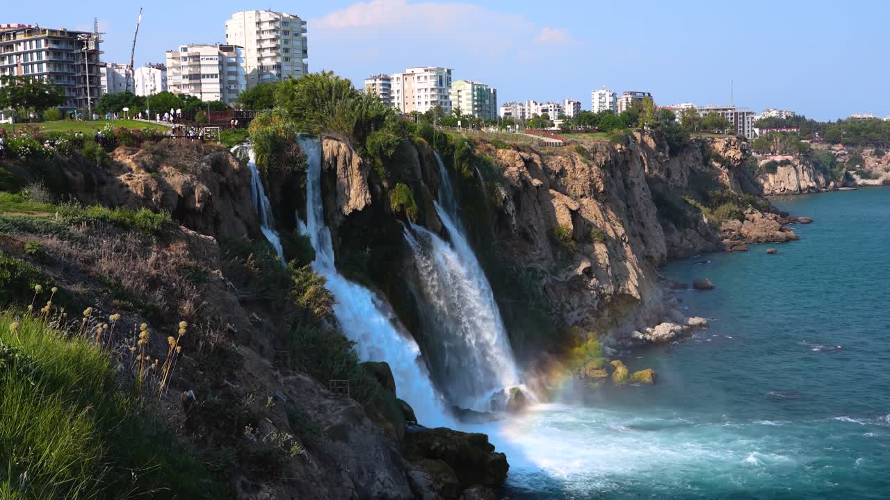4K Cinematic video capturing the unique beauty of Lower Düden Falls where freshwater meets the Mediterranean -Antalya - Turkey_1089