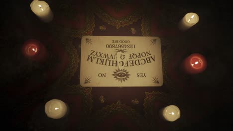 ouija board with candles