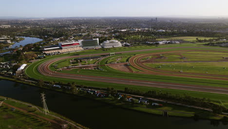 aerial view of a horse race track